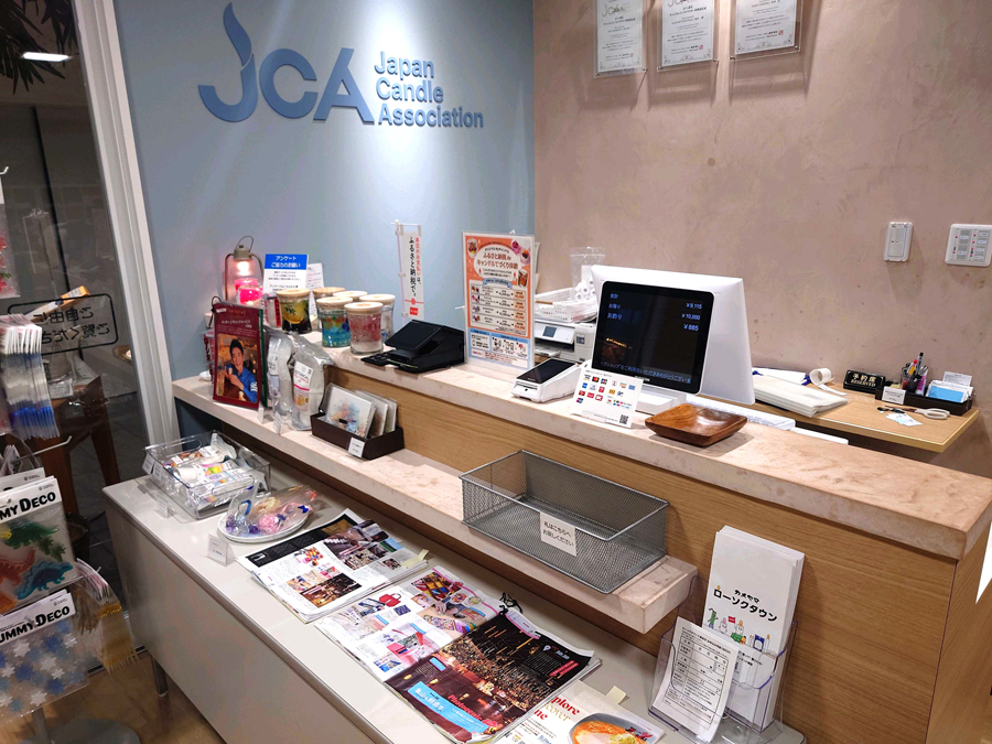 キャンドルワークショップ内のレジの様子
